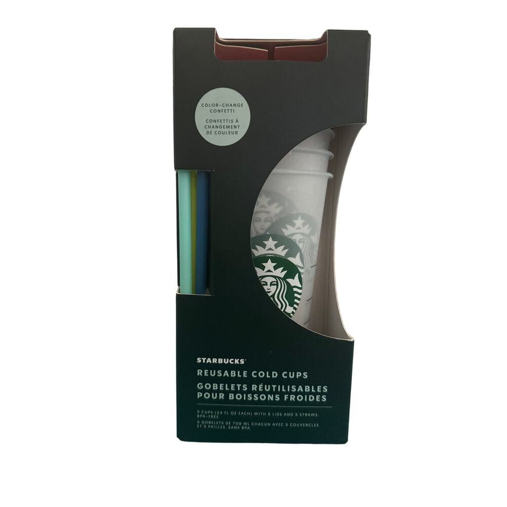 Brand New Starbucks Summer 2021 Color Changing Confetti Reusable Cold Cups